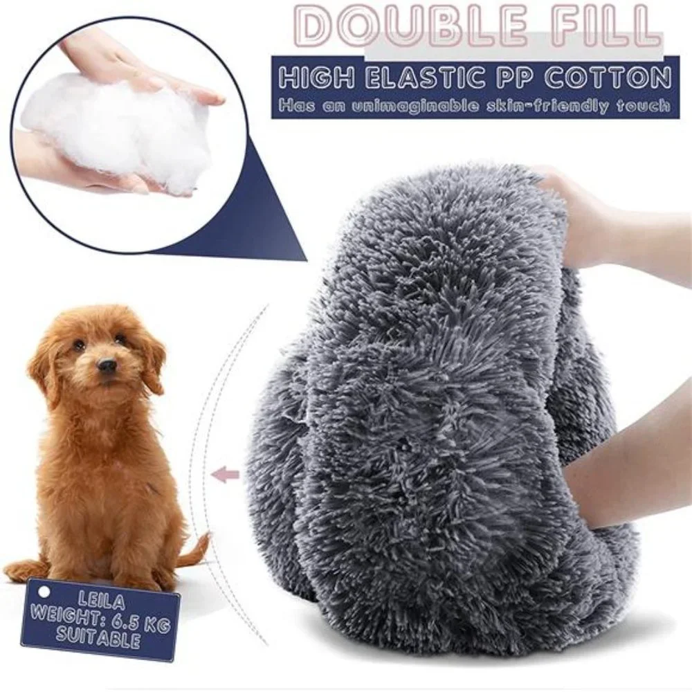 Topmart Plush Calming Dog Bed,Washable Cat Donut Bed,Anti Anxiety Plush